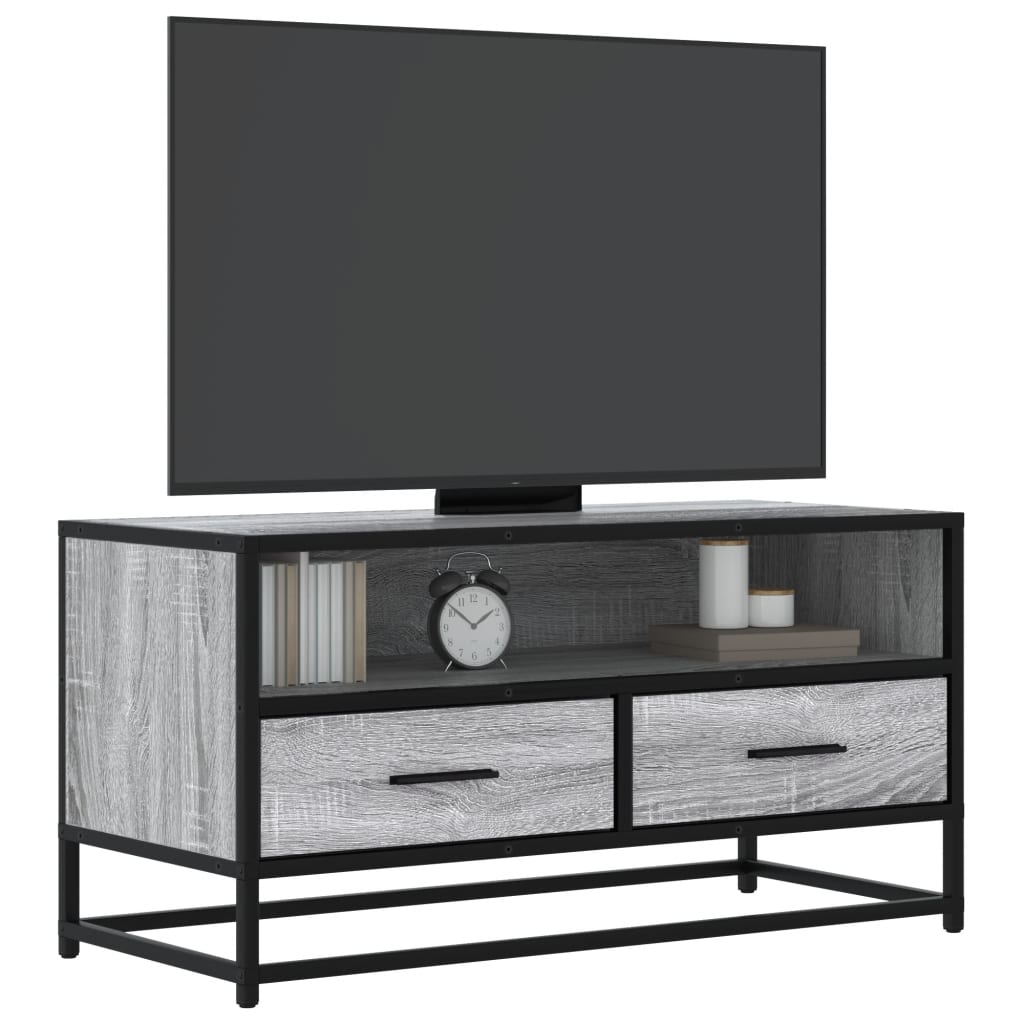 vidaXL Dulap TV, gri sonoma, 80x34,5x40 cm, lemn prelucrat și metal