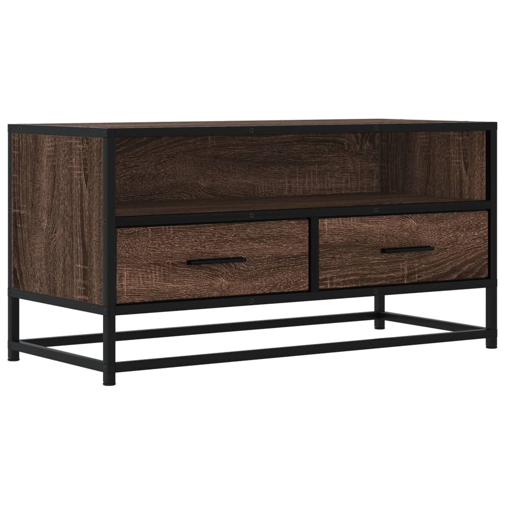 vidaXL Dulap TV, stejar maro, 80x34,5x40 cm, lemn prelucrat și metal vidaXL Dulap TV, stejar maro, 80x34,5x40 cm, lemn prelucrat și metal