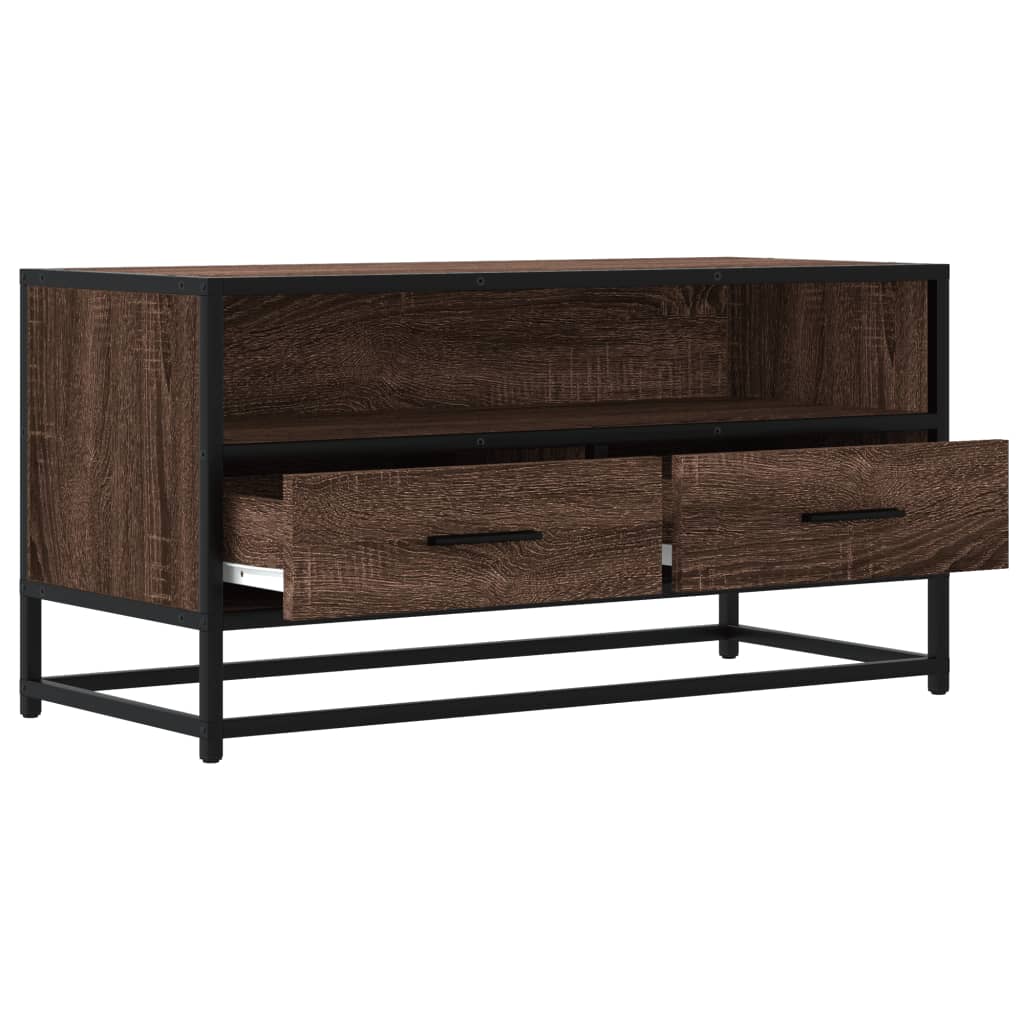 vidaXL Dulap TV, stejar maro, 80x34,5x40 cm, lemn prelucrat și metal vidaXL Dulap TV, stejar maro, 80x34,5x40 cm, lemn prelucrat și metal