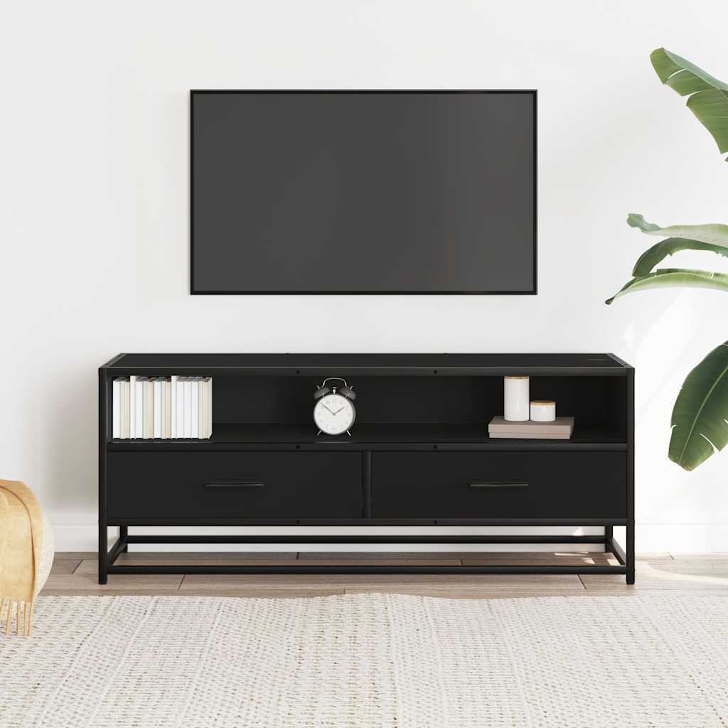 vidaXL Dulap TV, negru, 100x34,5x40 cm, lemn prelucrat și metal