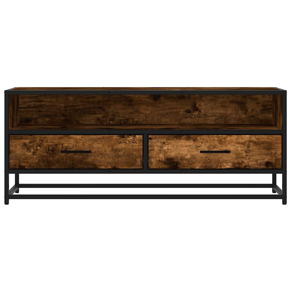 vidaXL Dulap TV stejar fumuriu, 100x34,5x40 cm lemn prelucrat și metal
