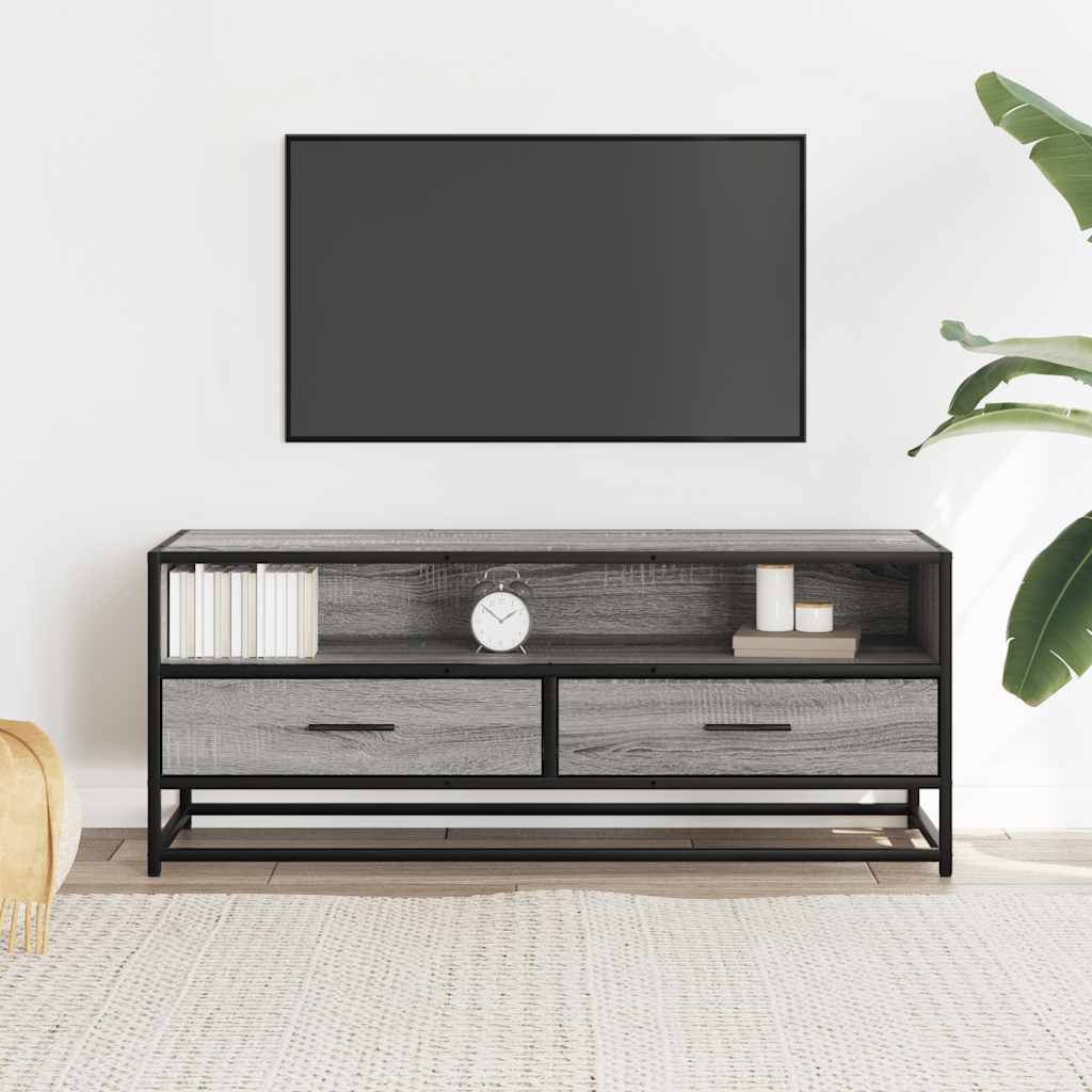vidaXL Dulap TV, gri sonoma, 100x34,5x40 cm, lemn prelucrat și metal