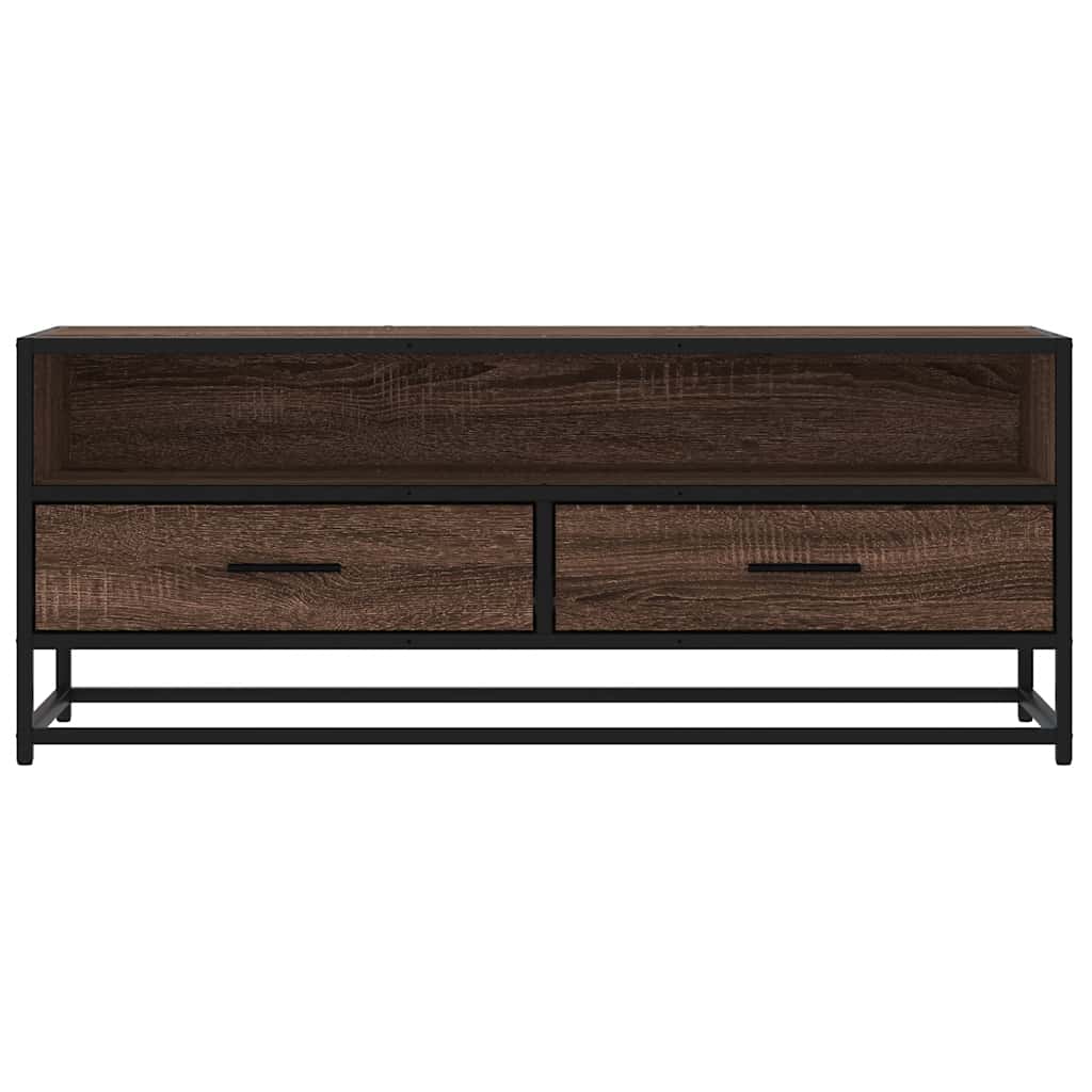 vidaXL Dulap TV, stejar maro, 100x34,5x40 cm, lemn prelucrat și metal