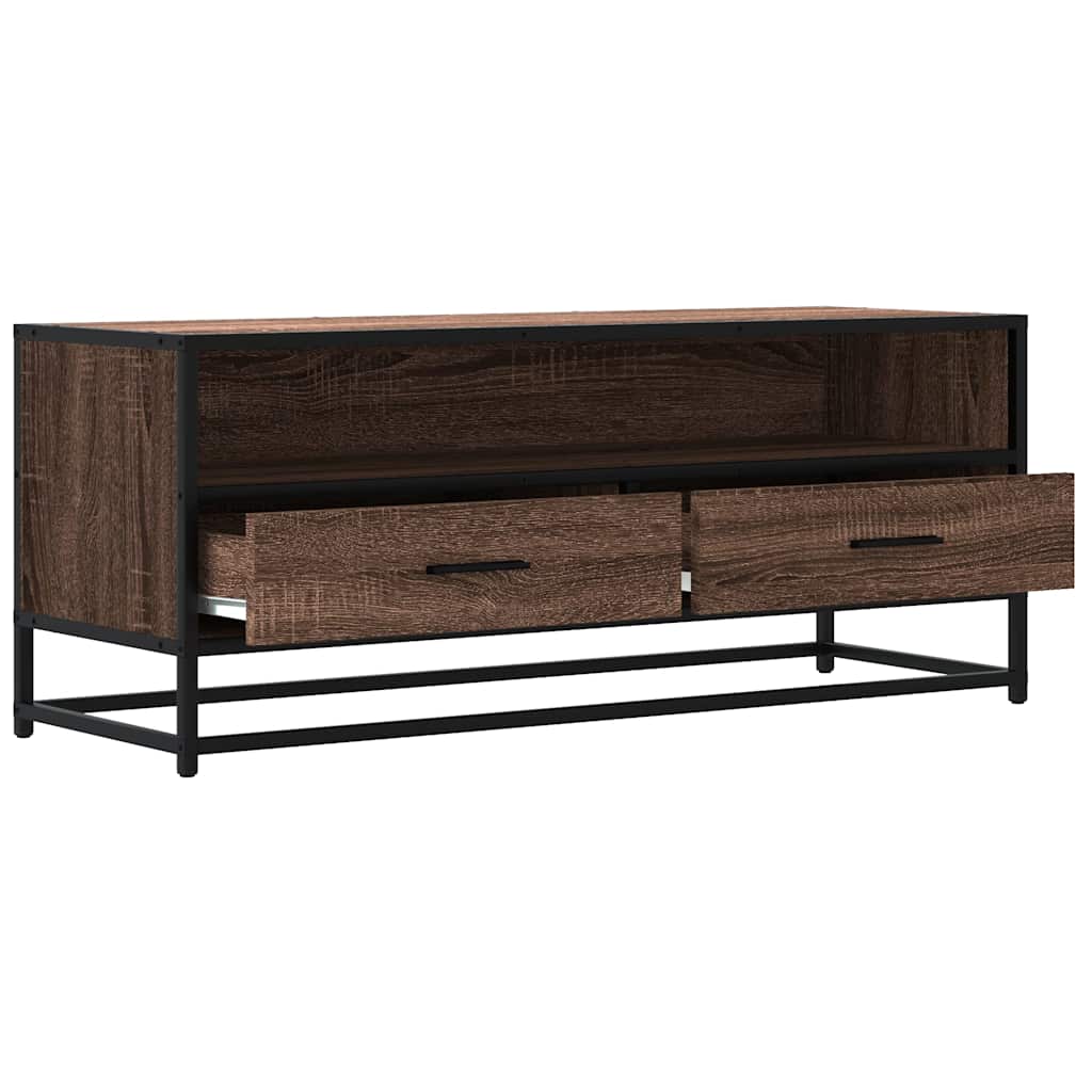 vidaXL Dulap TV, stejar maro, 100x34,5x40 cm, lemn prelucrat și metal