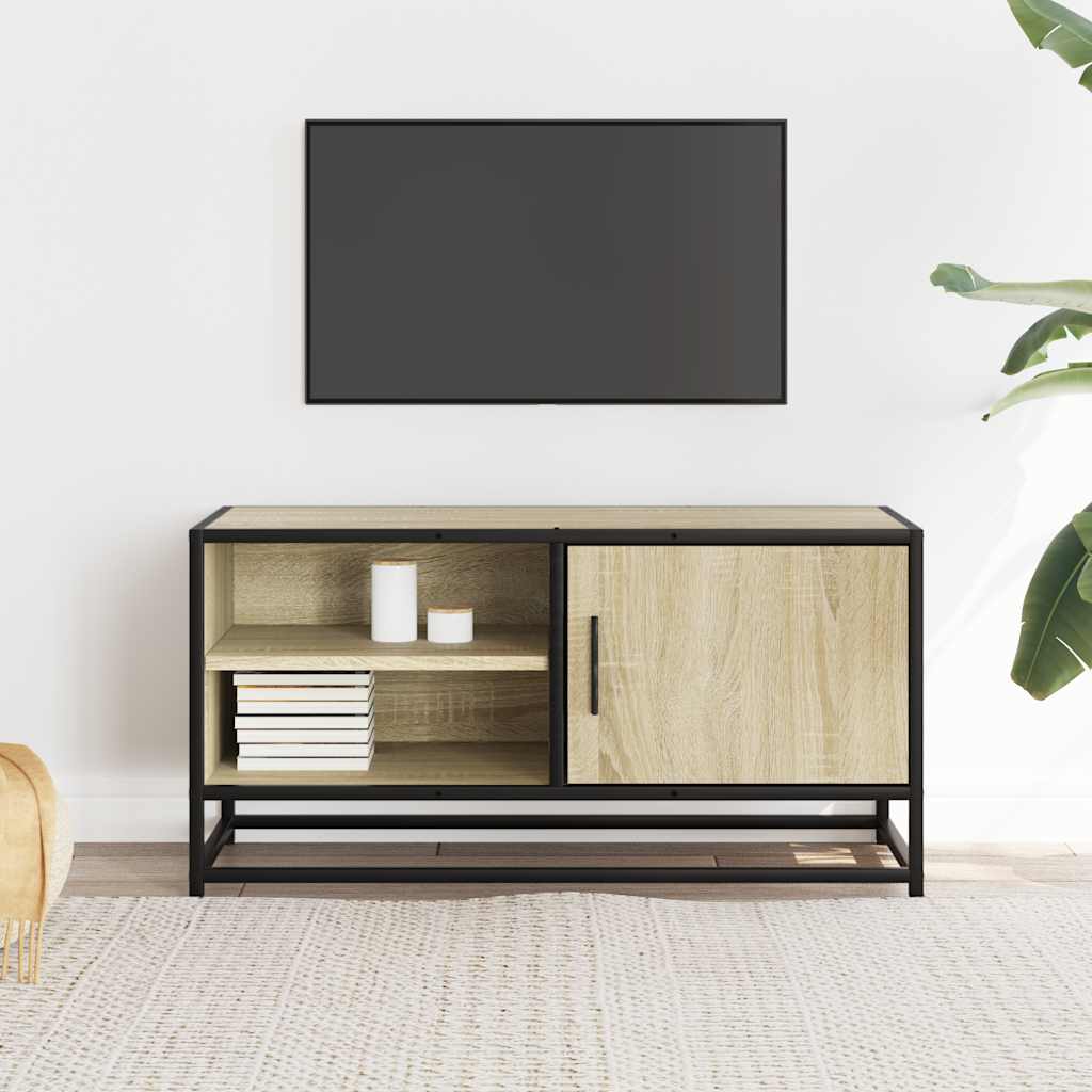 vidaXL Dulap TV, stejar sonoma, 80x34,5x40 cm, lemn prelucrat și metal