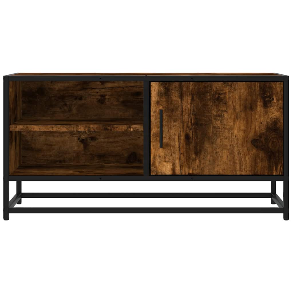 vidaXL Dulap TV stejar fumuriu, 80x34,5x40 cm, lemn prelucrat și metal
