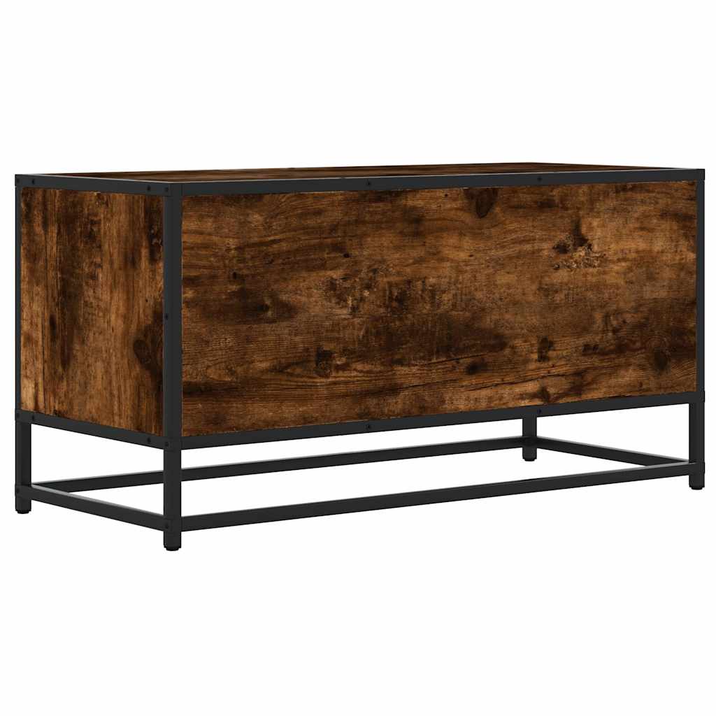 vidaXL Dulap TV stejar fumuriu, 80x34,5x40 cm, lemn prelucrat și metal
