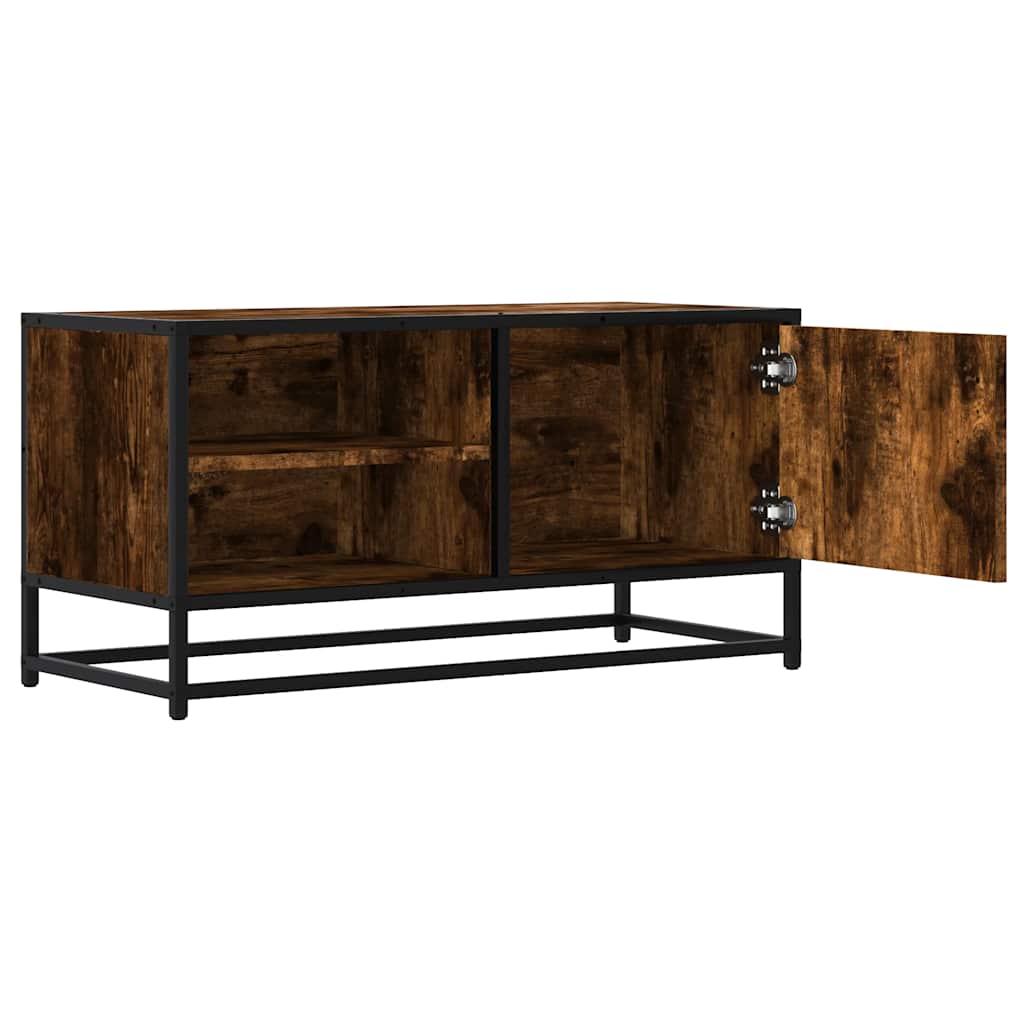 vidaXL Dulap TV stejar fumuriu, 80x34,5x40 cm, lemn prelucrat și metal