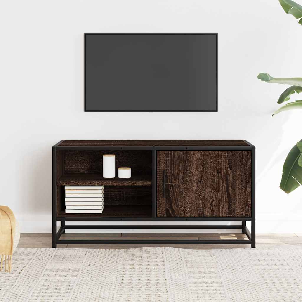 vidaXL Dulap TV, stejar maro, 80x34,5x40 cm, lemn prelucrat și metal vidaXL Dulap TV, stejar maro, 80x34,5x40 cm, lemn prelucrat și metal
