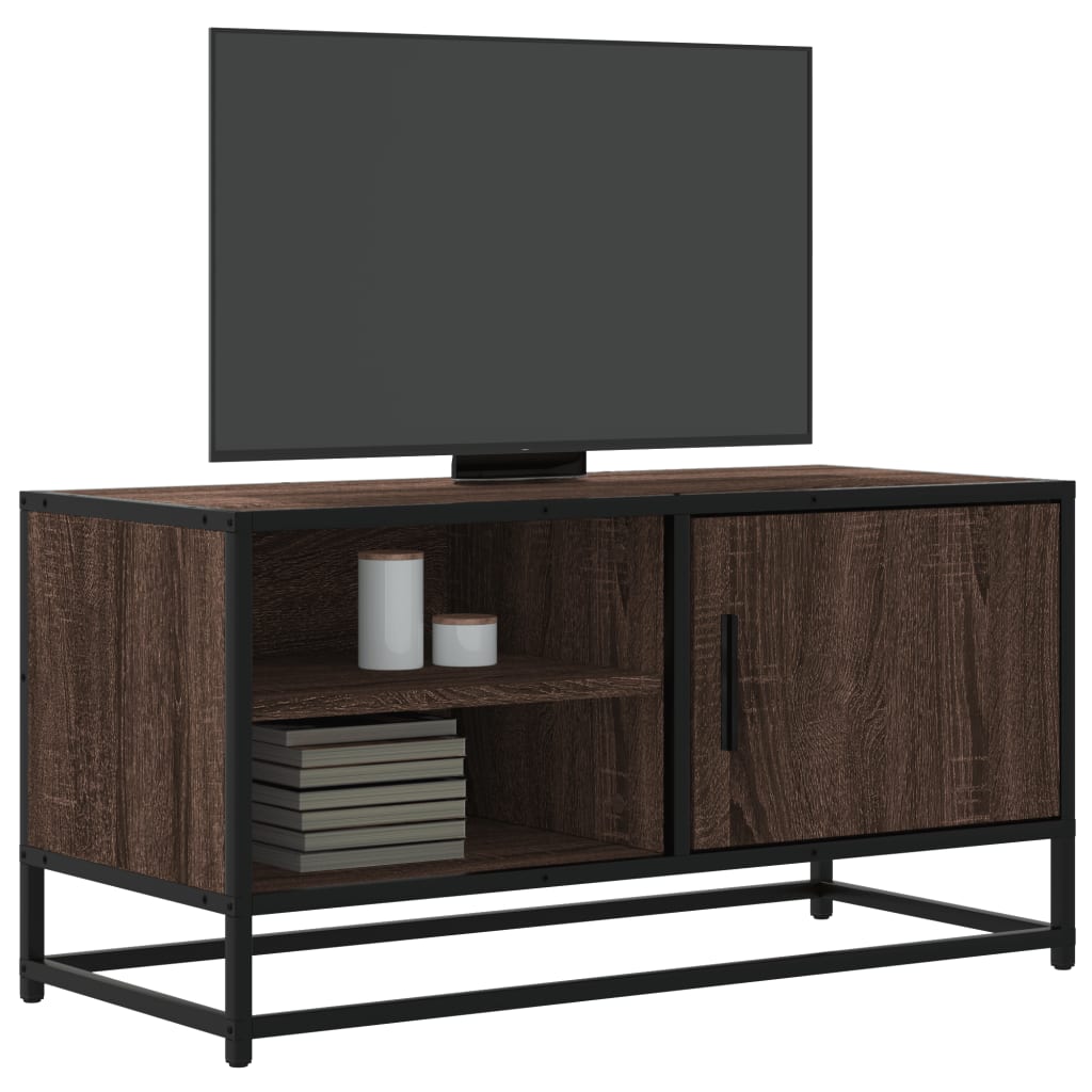 vidaXL Dulap TV, stejar maro, 80x34,5x40 cm, lemn prelucrat și metal vidaXL Dulap TV, stejar maro, 80x34,5x40 cm, lemn prelucrat și metal