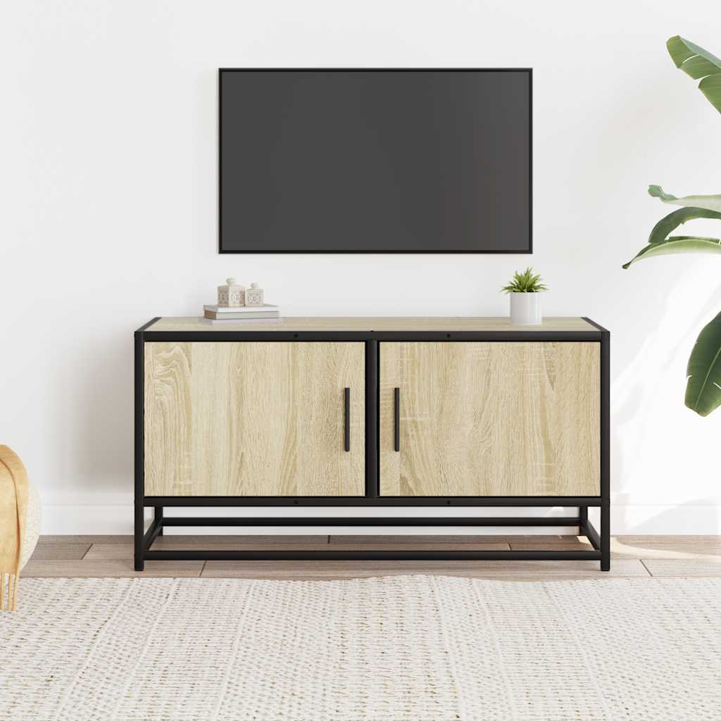 vidaXL Dulap TV, stejar sonoma, 80x34,5x40 cm, lemn prelucrat și metal