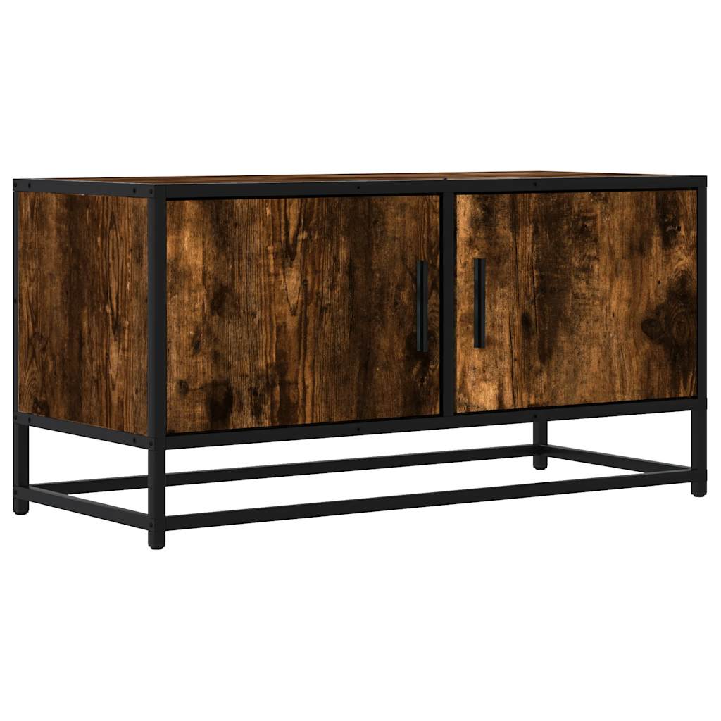 vidaXL Dulap TV stejar fumuriu, 80x34,5x40 cm, lemn prelucrat și metal