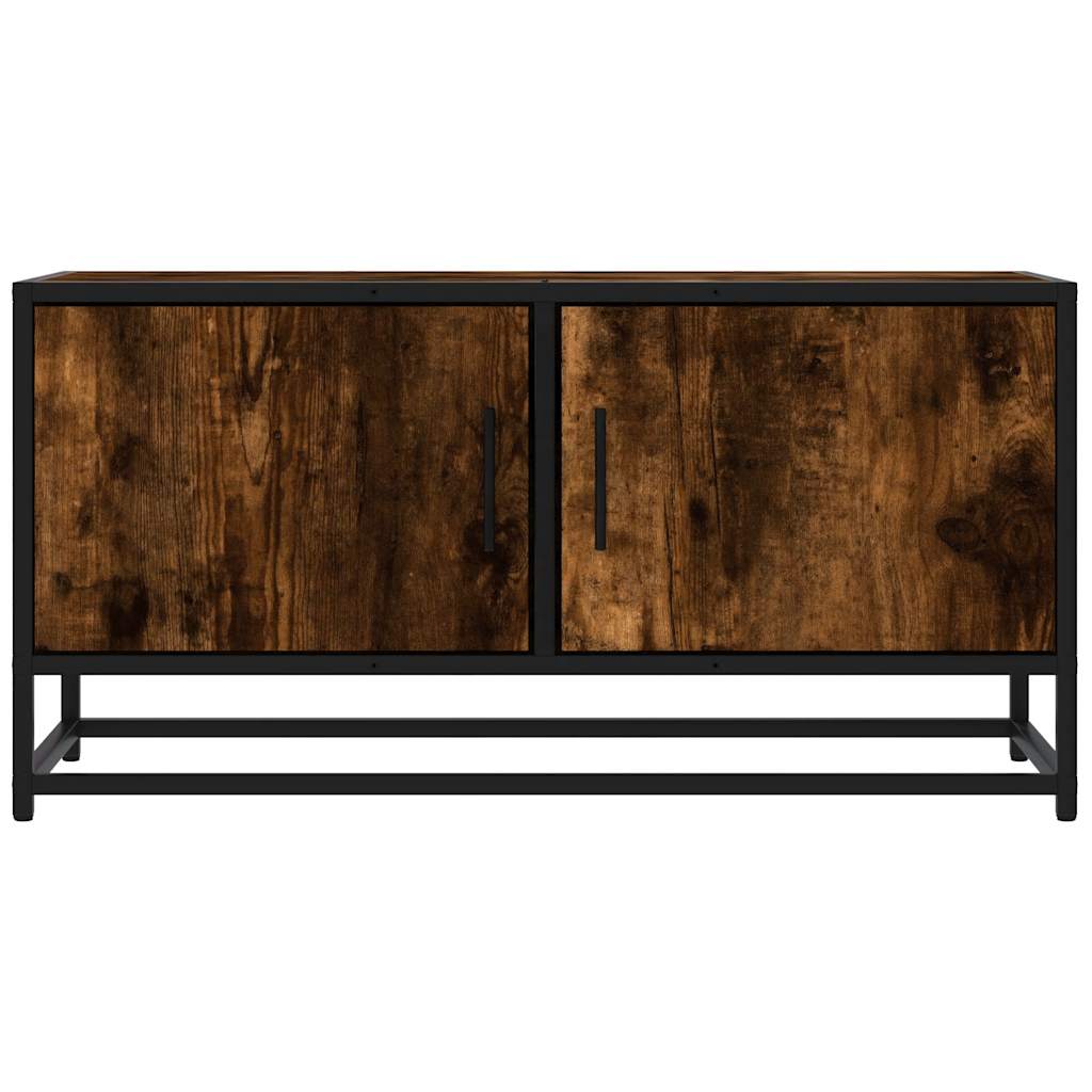 vidaXL Dulap TV stejar fumuriu, 80x34,5x40 cm, lemn prelucrat și metal