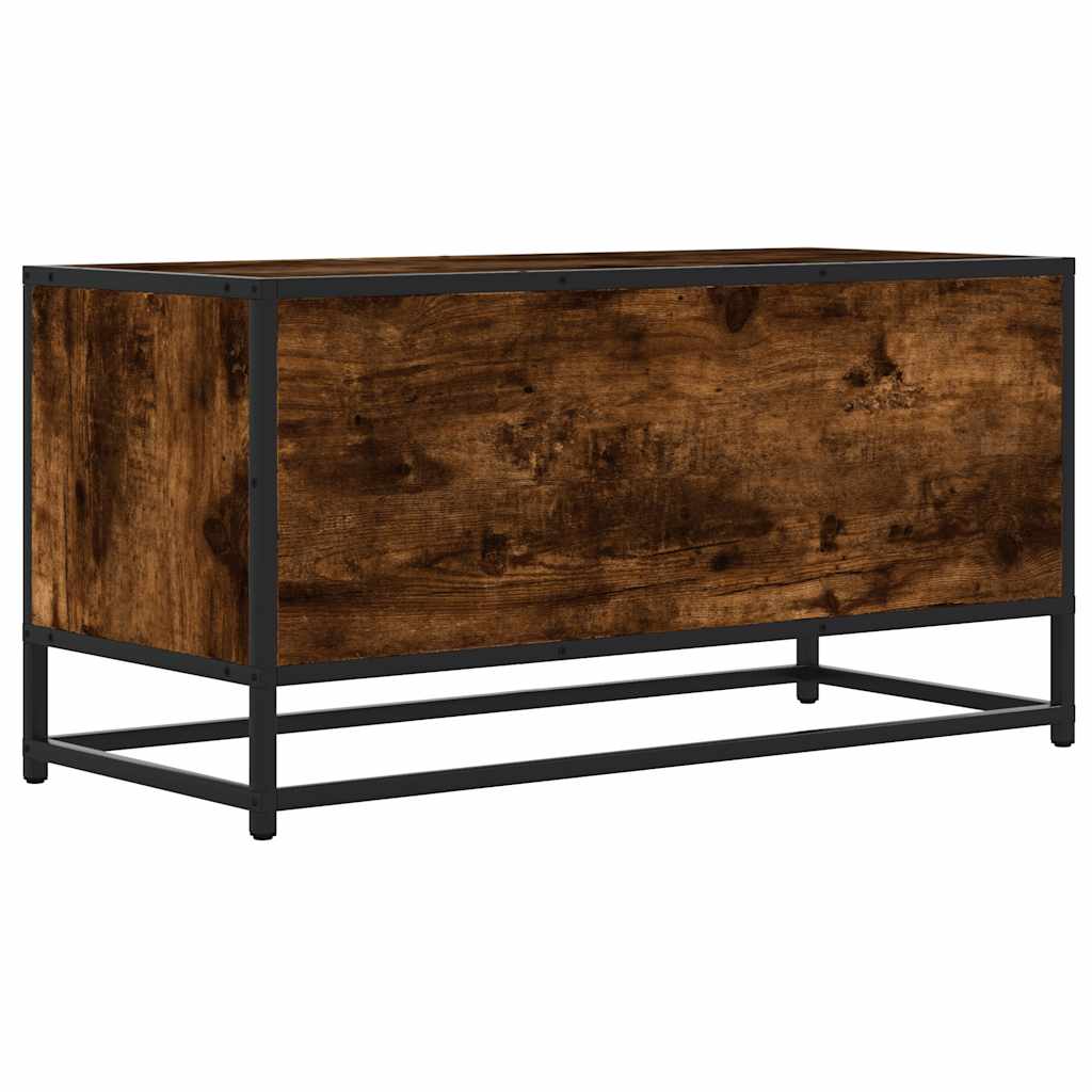 vidaXL Dulap TV stejar fumuriu, 80x34,5x40 cm, lemn prelucrat și metal