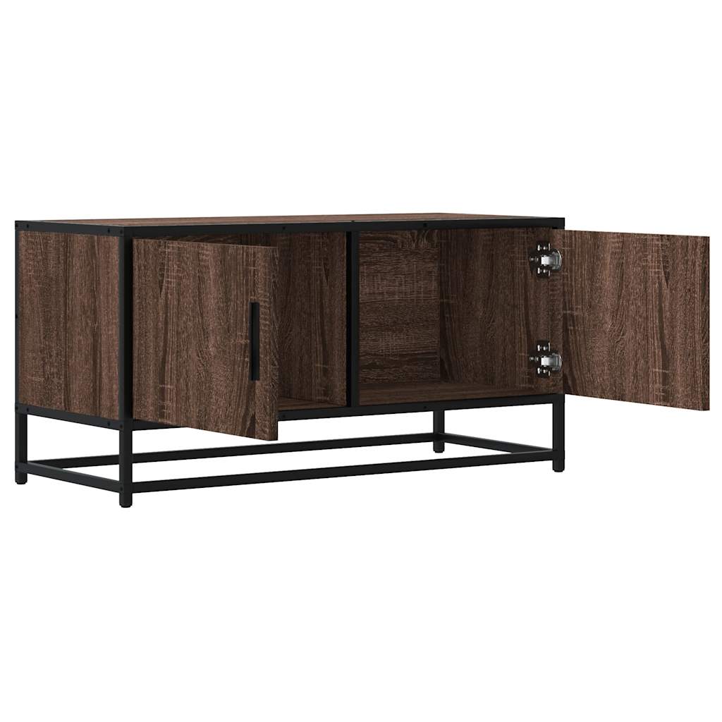 vidaXL Dulap TV, stejar maro, 80x34,5x40 cm, lemn prelucrat și metal vidaXL Dulap TV, stejar maro, 80x34,5x40 cm, lemn prelucrat și metal