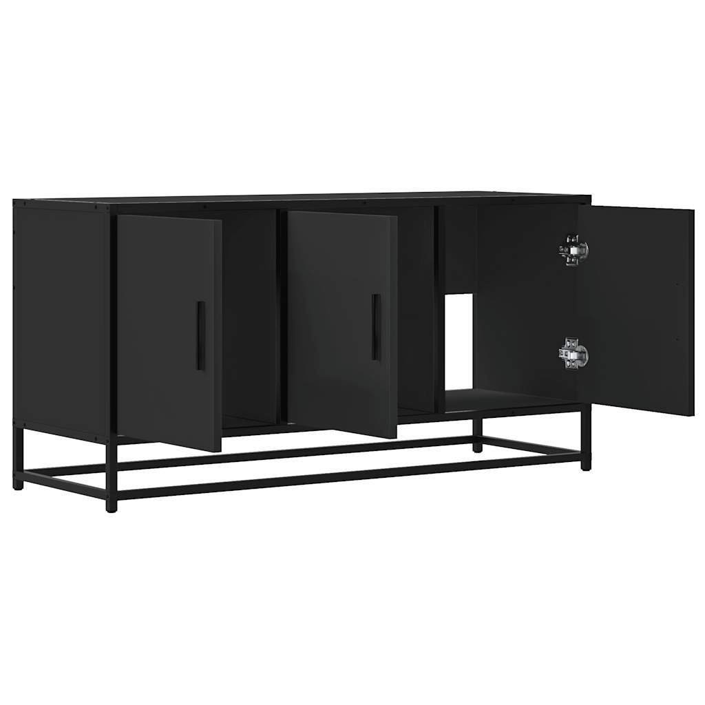 vidaXL Dulap TV negru, 100x35x50 cm lemn prelucrat și metal
