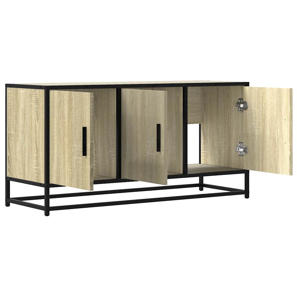 vidaXL Dulap TV stejar sonoma, 100x35x50 cm lemn prelucrat și metal