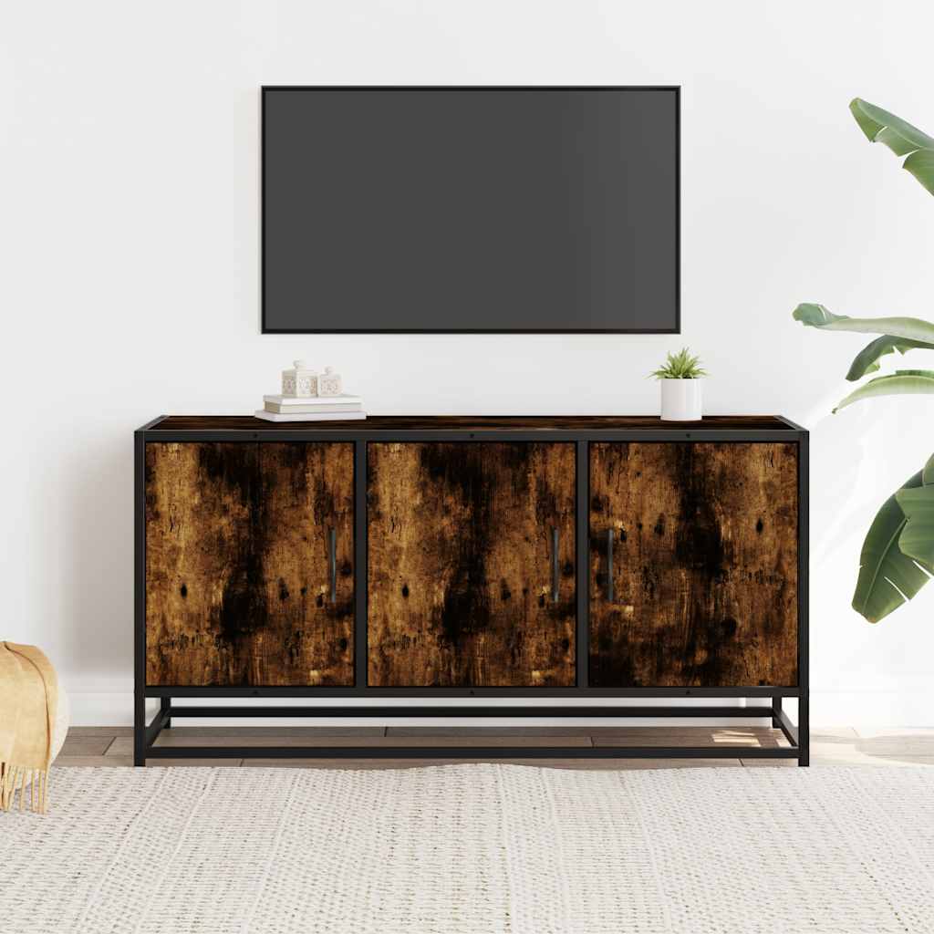 vidaXL Dulap TV stejar fumuriu, 100x35x50 cm lemn prelucrat și metal