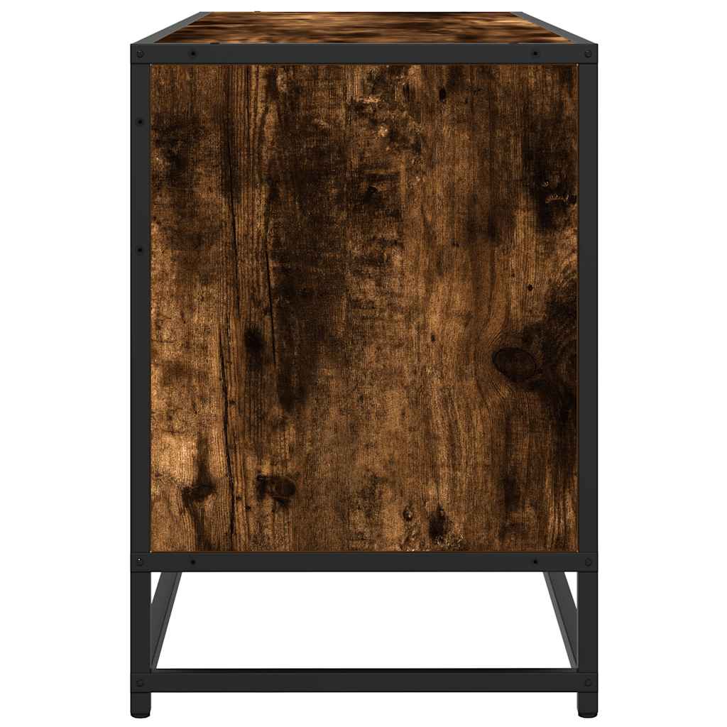 vidaXL Dulap TV stejar fumuriu, 100x35x50 cm lemn prelucrat și metal