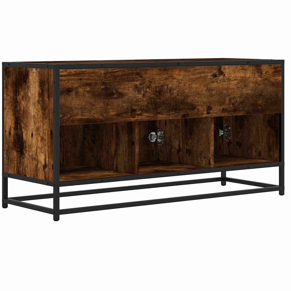 vidaXL Dulap TV stejar fumuriu, 100x35x50 cm lemn prelucrat și metal