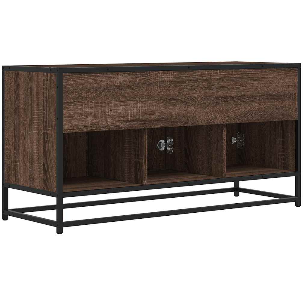 vidaXL Dulap TV stejar maro, 100x35x50 cm lemn prelucrat și metal