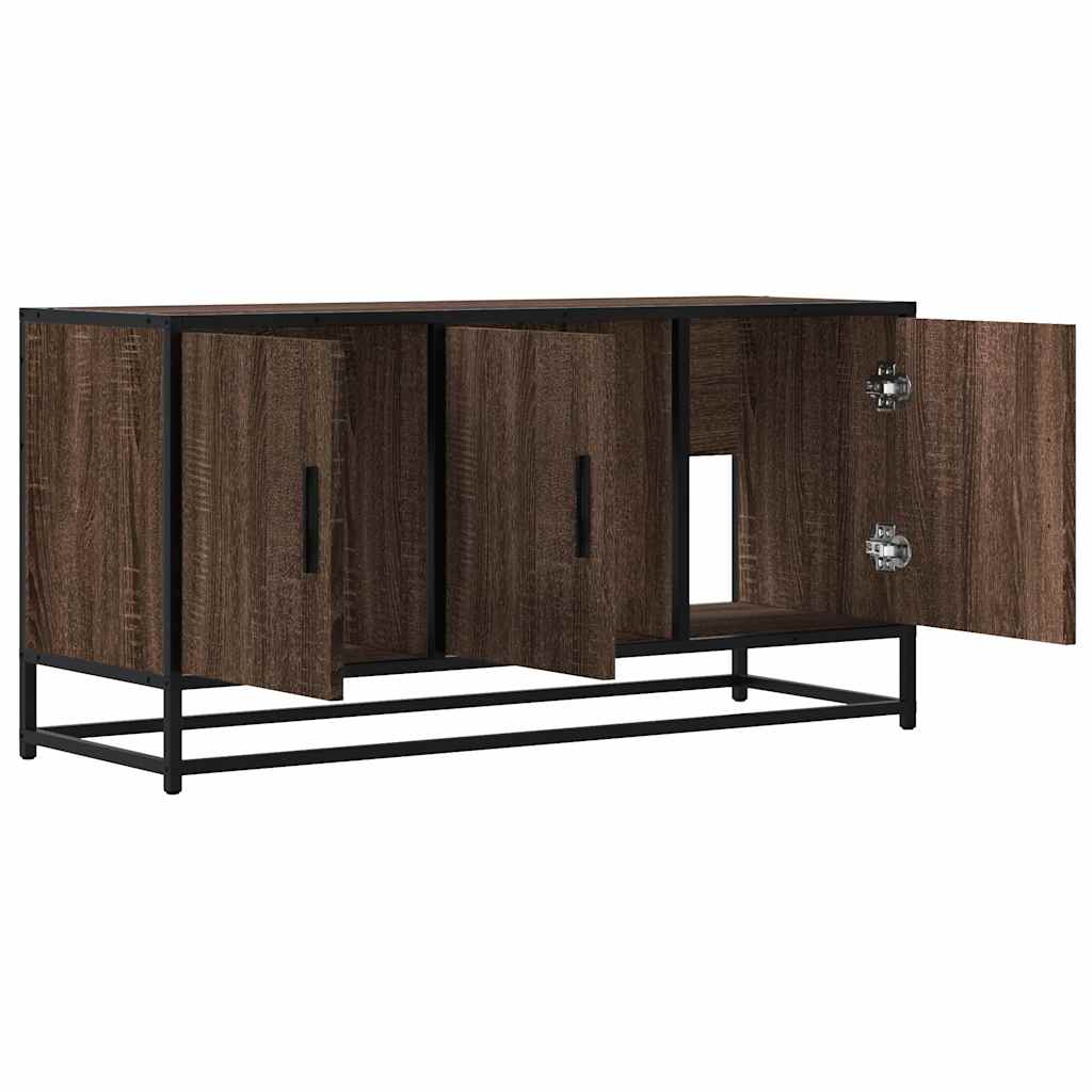 vidaXL Dulap TV stejar maro, 100x35x50 cm lemn prelucrat și metal