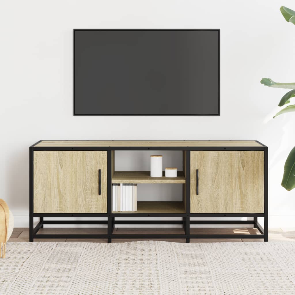 vidaXL Dulap TV, stejar sonoma, 100x35x41 cm, lemn prelucrat și metal vidaXL Dulap TV, stejar sonoma, 100x35x41 cm, lemn prelucrat și metal