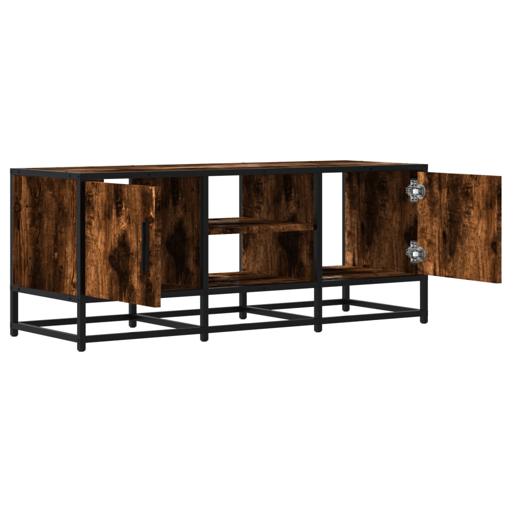 vidaXL Dulap TV stejar fumuriu, 100x35x41 cm lemn prelucrat și metal