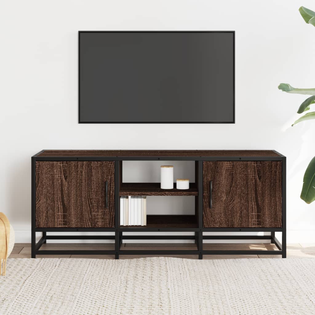 vidaXL Dulap TV, stejar maro, 100x35x41 cm, lemn prelucrat și metal vidaXL Dulap TV, stejar maro, 100x35x41 cm, lemn prelucrat și metal