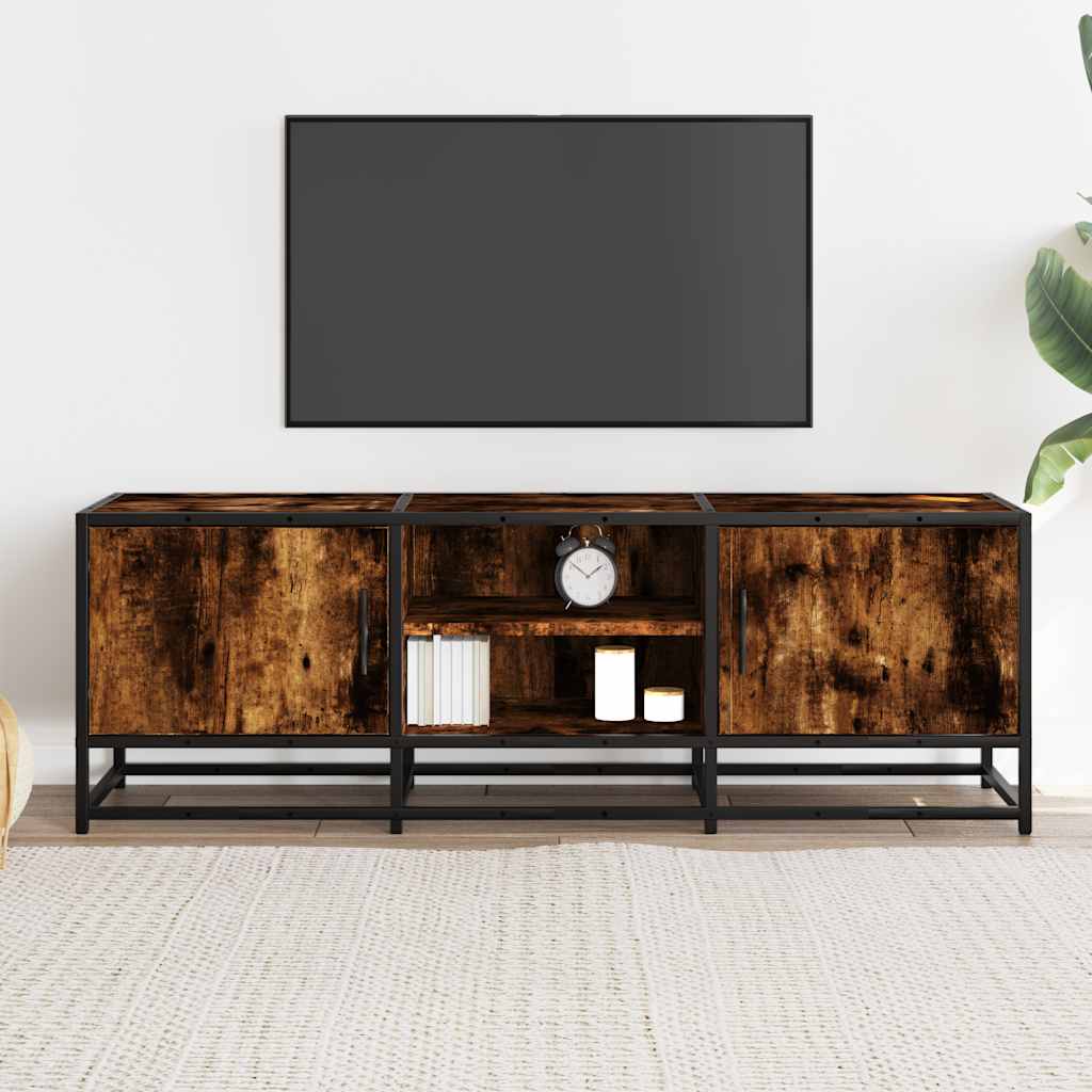 vidaXL Dulap TV stejar fumuriu, 120x35x41 cm lemn prelucrat și metal