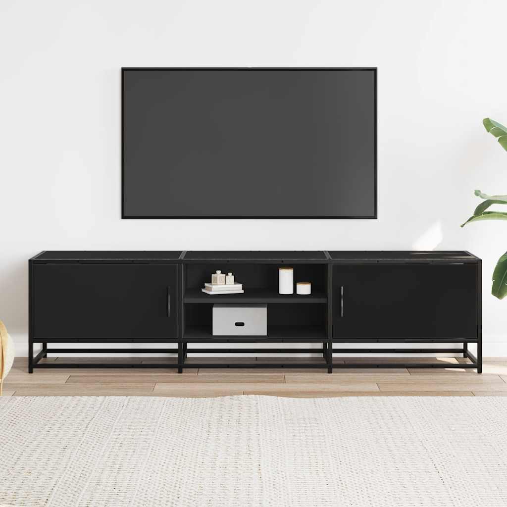 vidaXL Dulap TV, negru, 160x35x41 cm, lemn prelucrat și metal vidaXL Dulap TV, negru, 160x35x41 cm, lemn prelucrat și metal
