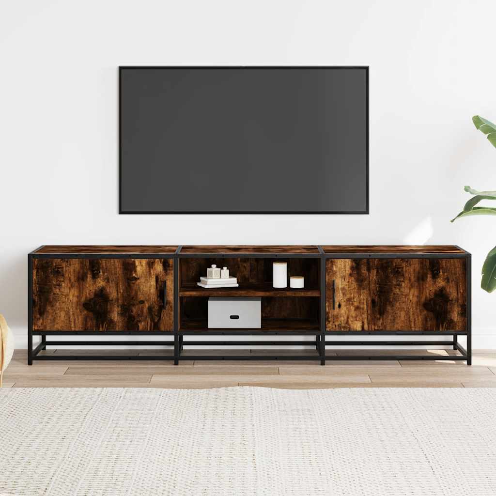 vidaXL Dulap TV stejar fumuriu, 160x35x41 cm lemn prelucrat și metal