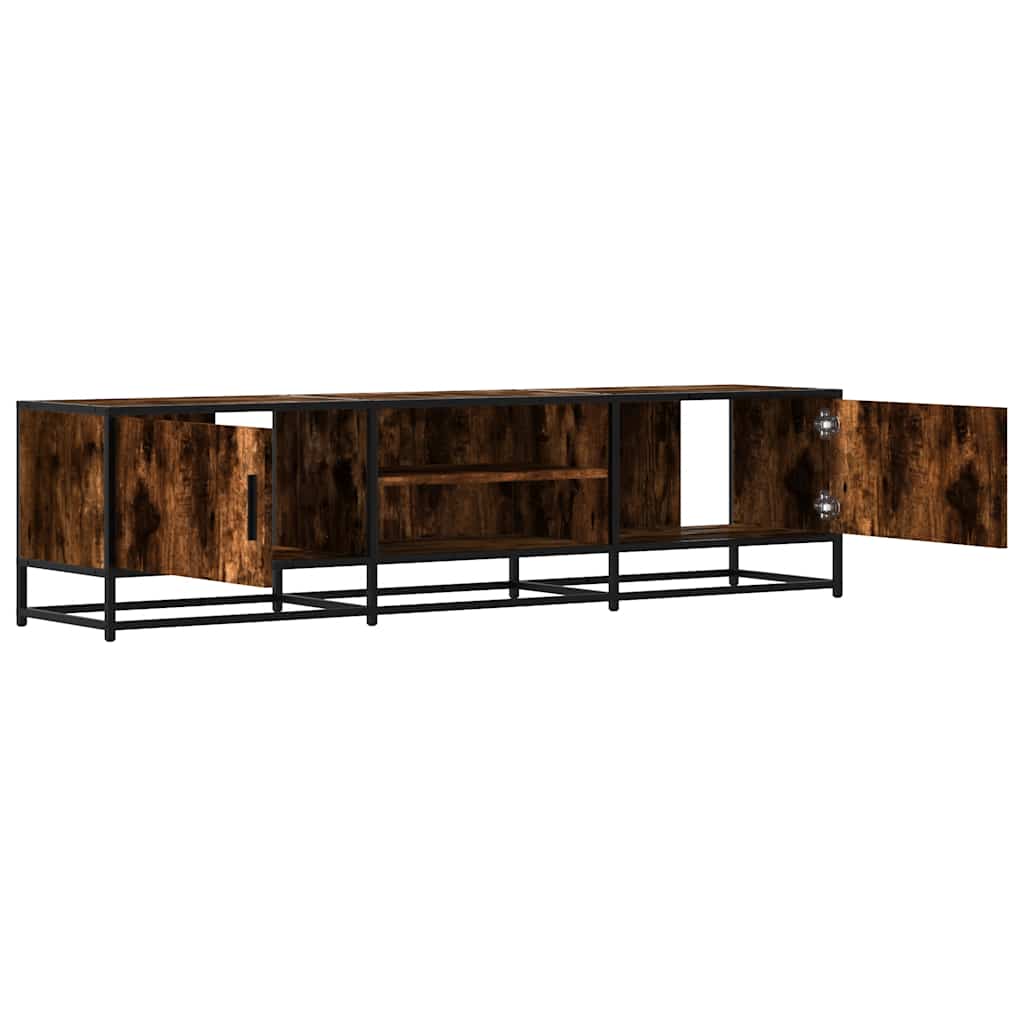 vidaXL Dulap TV stejar fumuriu, 160x35x41 cm lemn prelucrat și metal