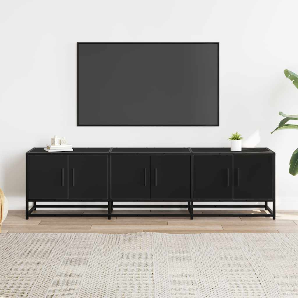 vidaXL Dulap TV, negru, 150x35x41 cm, lemn prelucrat și metal