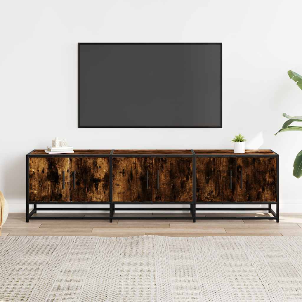 vidaXL Dulap TV stejar fumuriu, 150x35x41 cm lemn prelucrat și metal