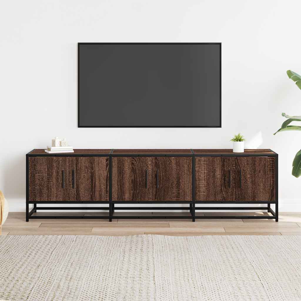 vidaXL Dulap TV, stejar maro, 150x35x41 cm, lemn prelucrat și metal vidaXL Dulap TV, stejar maro, 150x35x41 cm, lemn prelucrat și metal