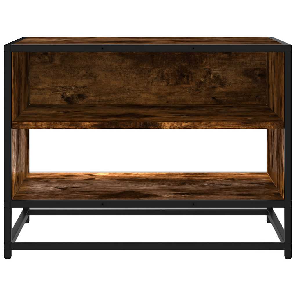 vidaXL Comodă TV, stejar fumuriu, 61x40x46 cm lemn prelucrat și metal