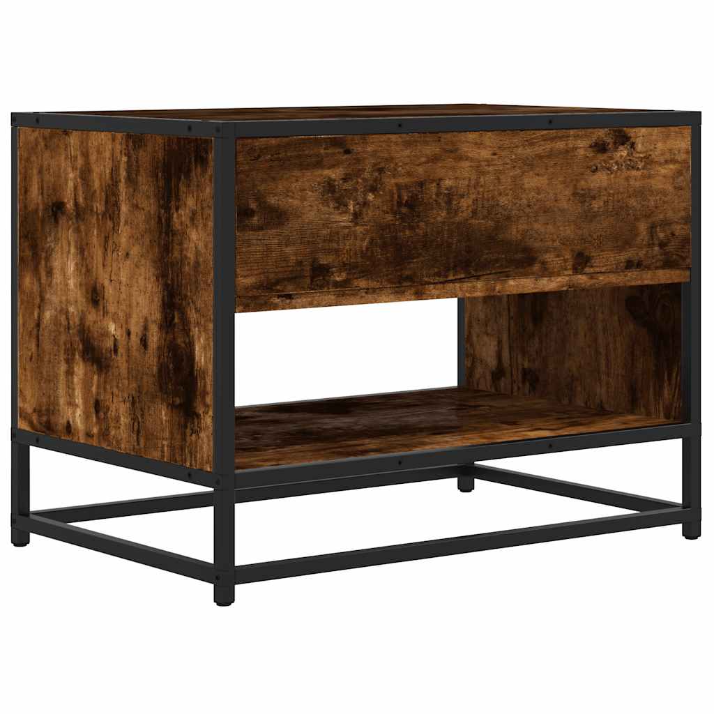 vidaXL Comodă TV, stejar fumuriu, 61x40x46 cm lemn prelucrat și metal