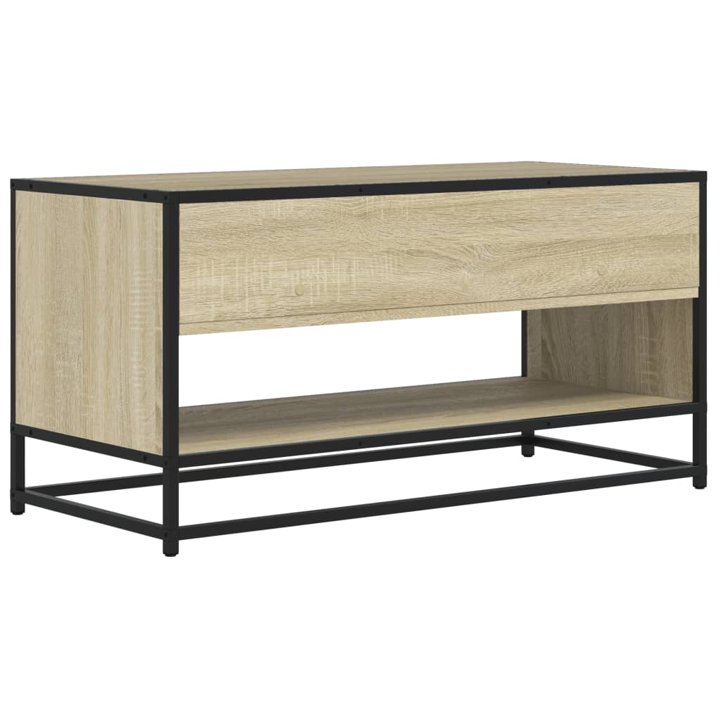 vidaXL Comodă TV, stejar sonoma, 91x40x46 cm, lemn prelucrat și metal