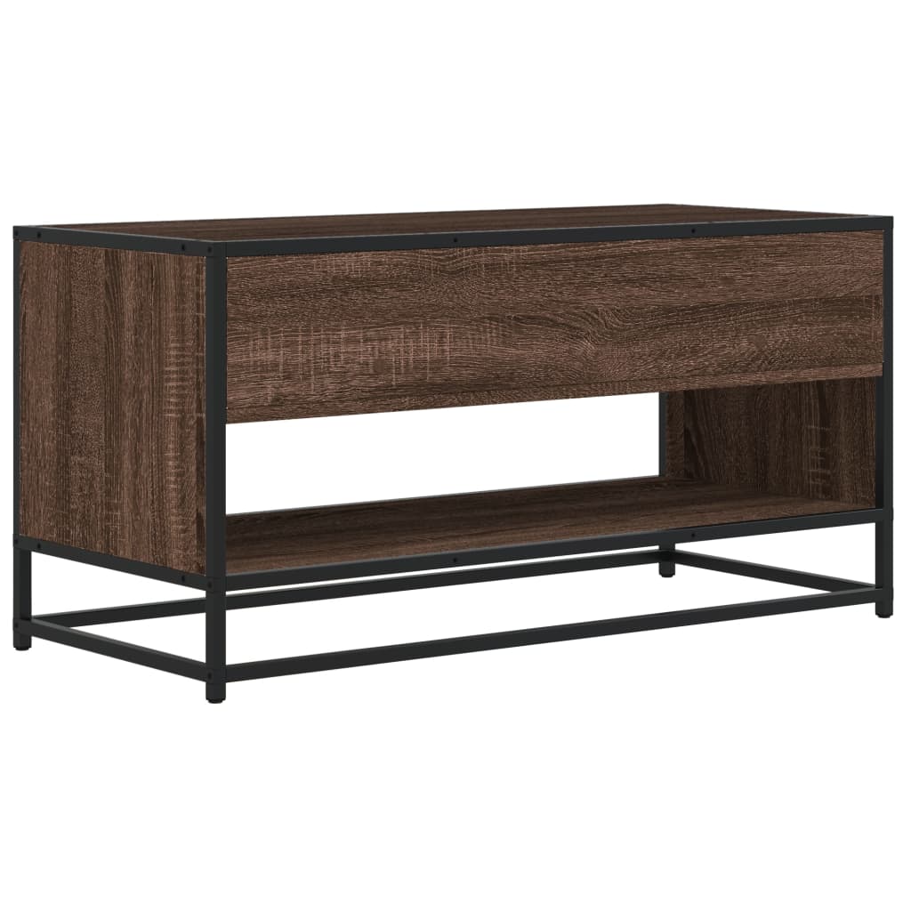 vidaXL Comodă TV, stejar maro, 91x40x46 cm lemn prelucrat și metal vidaXL Comodă TV, stejar maro, 91x40x46 cm lemn prelucrat și metal