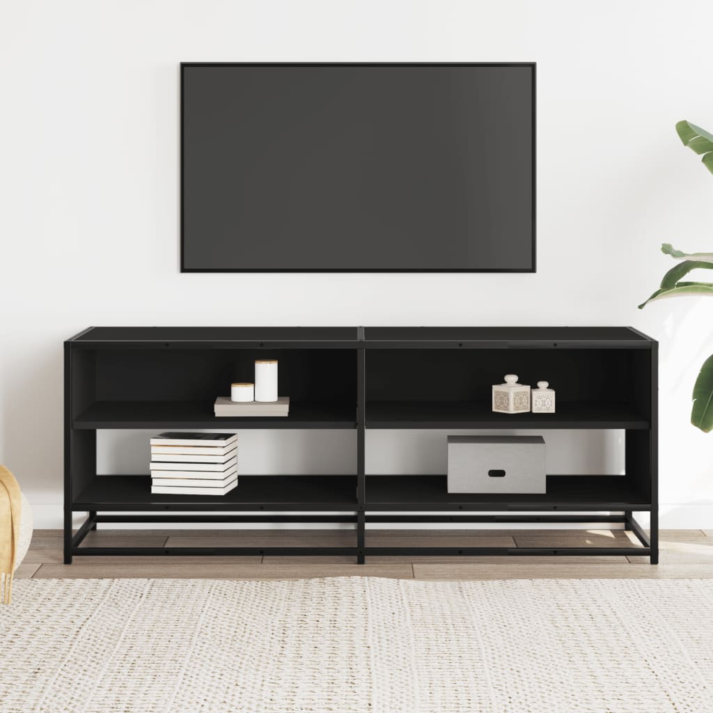 vidaXL Dulap TV, negru, 120,5x40x46 cm, lemn prelucrat și metal