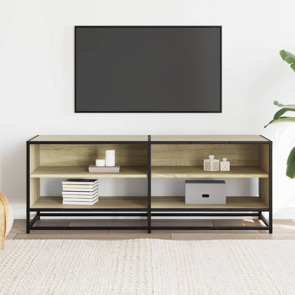 vidaXL Dulap TV stejar sonoma, 120,5x40x46 cm, lemn prelucrat și metal