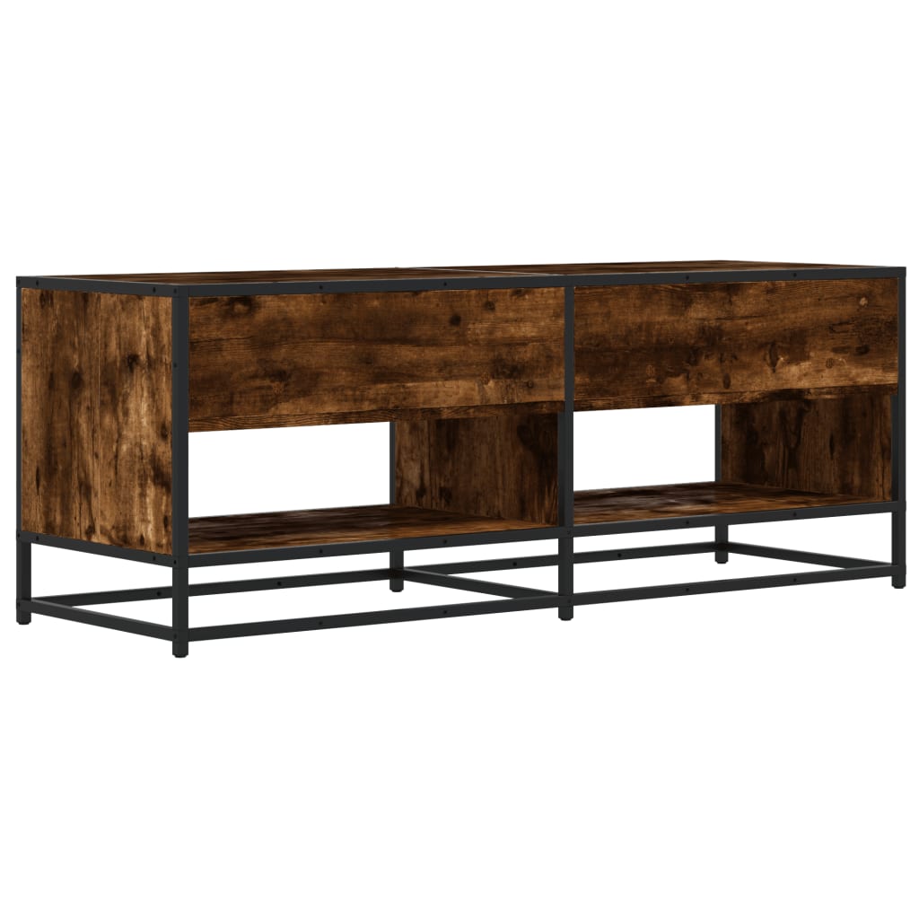 vidaXL Dulap TV stejar fumuriu, 120,5x40x46 cm lemn prelucrat și metal