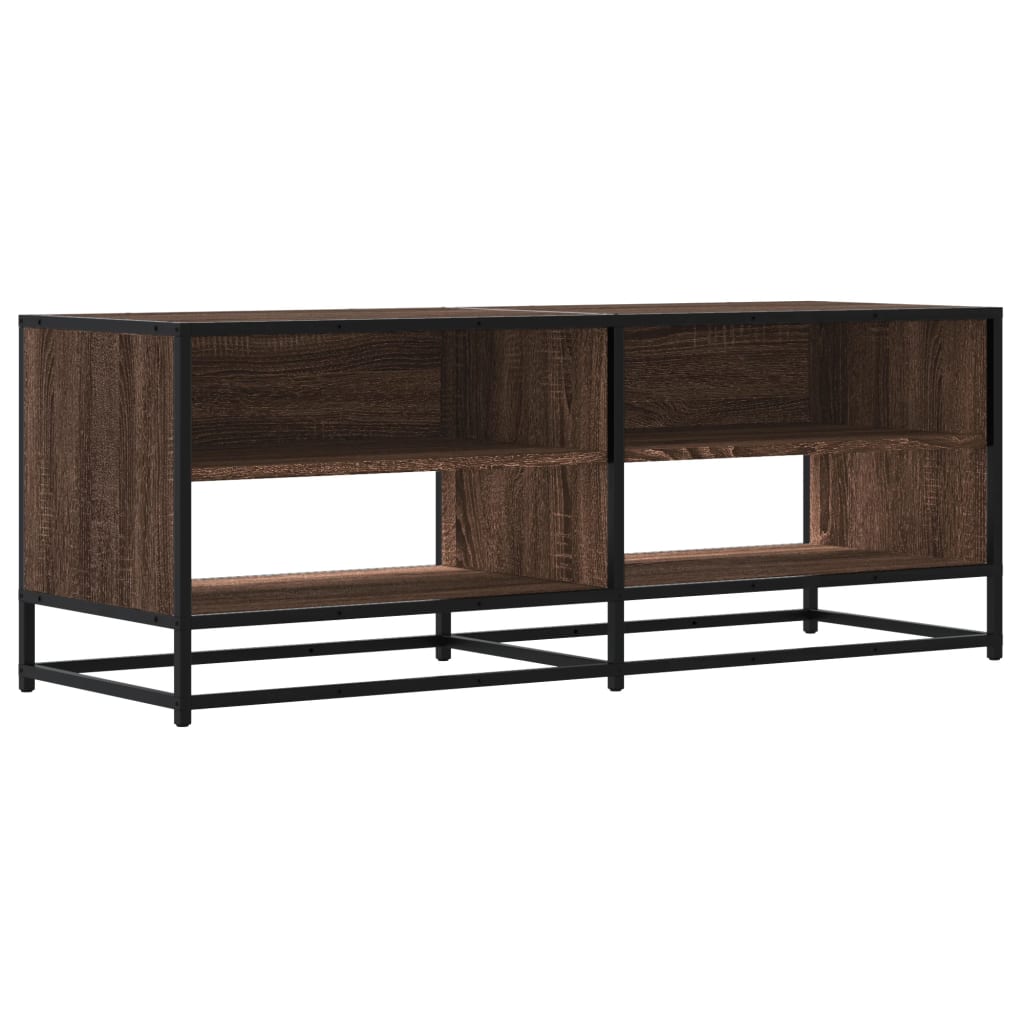 vidaXL Dulap TV stejar maro, 120,5x40x46 cm, lemn prelucrat și metal