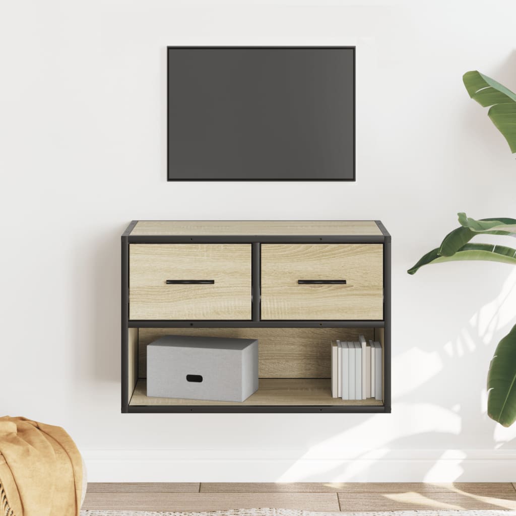 vidaXL Dulap TV, stejar sonoma, 60x31x39,5cm, lemn prelucrat și metal vidaXL Dulap TV, stejar sonoma, 60x31x39,5cm, lemn prelucrat și metal