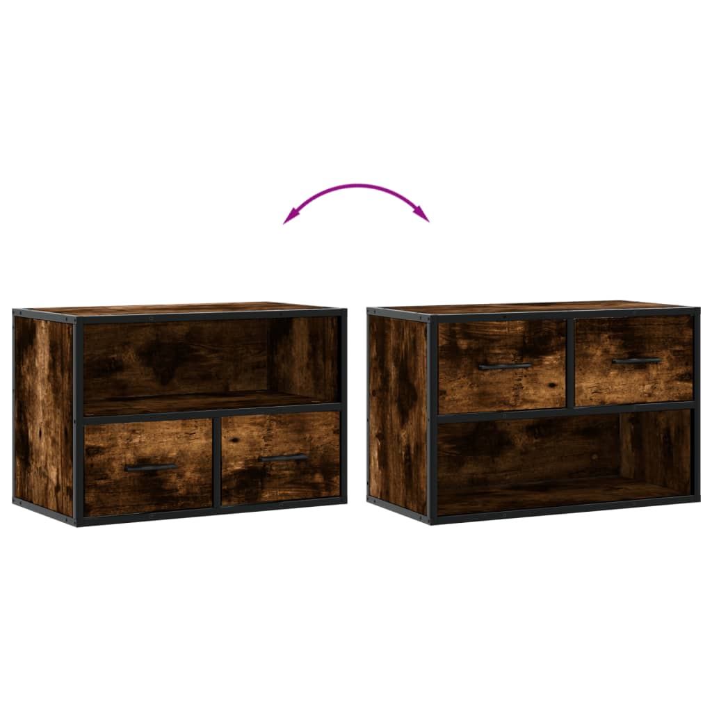 vidaXL Dulap TV, stejar fumuriu, 60x31x39,5 cm lemn și metal