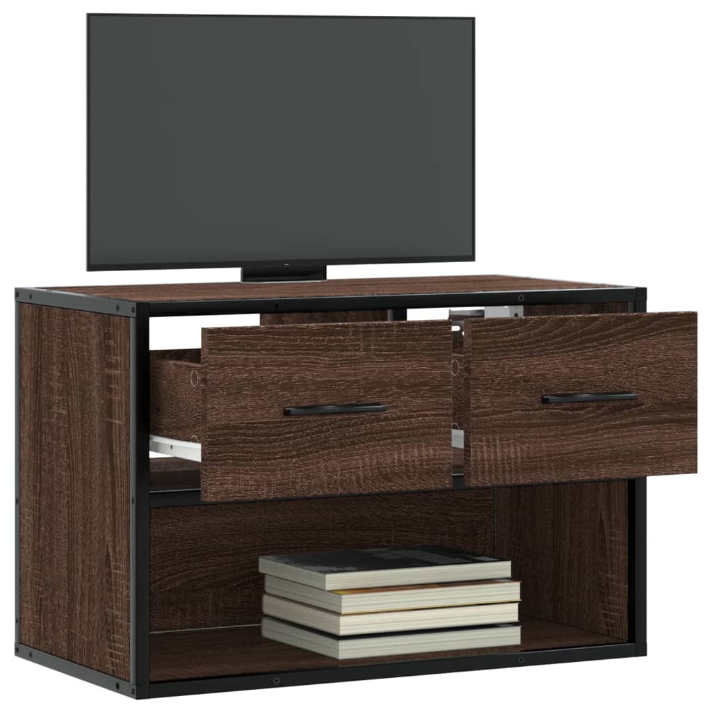 vidaXL Dulap TV, stejar maro, 60x31x39,5 cm, lemn prelucrat și metal vidaXL Dulap TV, stejar maro, 60x31x39,5 cm, lemn prelucrat și metal