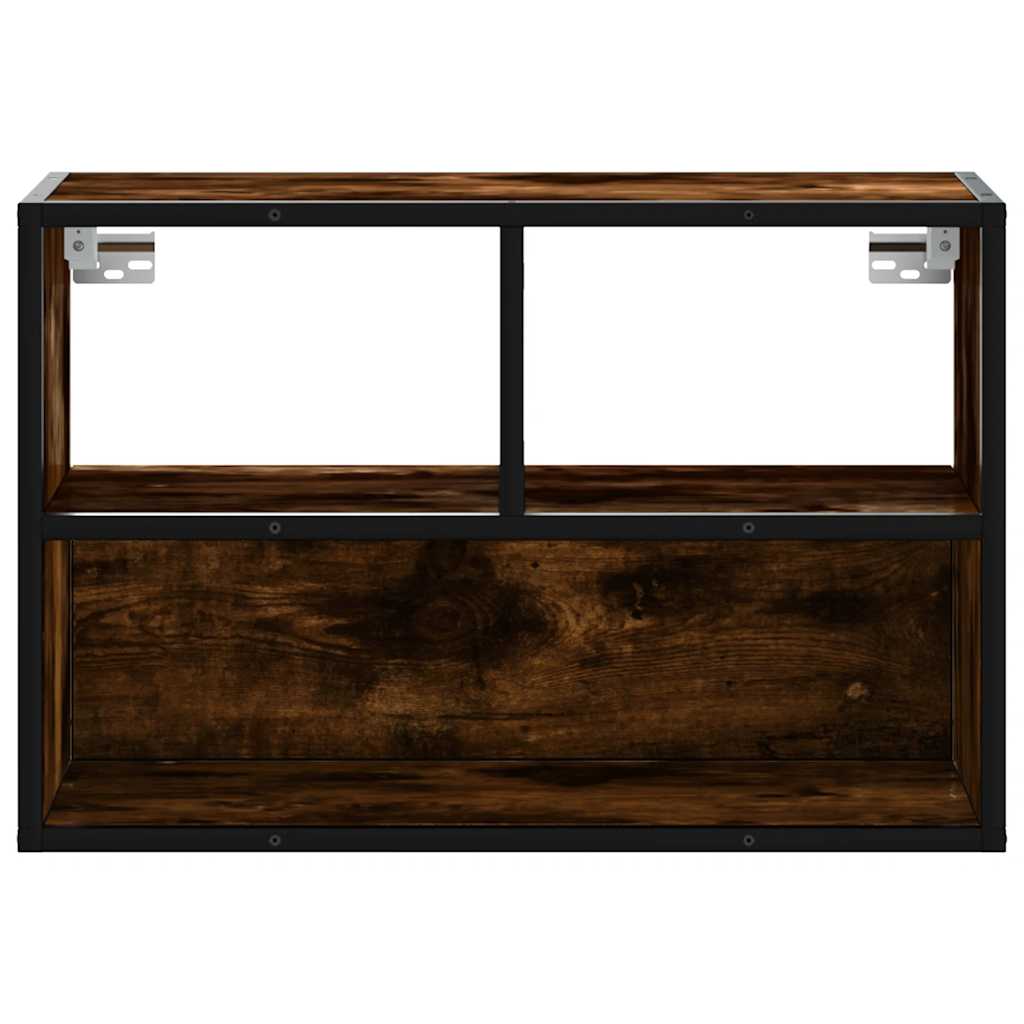vidaXL Dulap TV stejar fumuriu, 60x31x39,5 cm, lemn prelucrat și metal