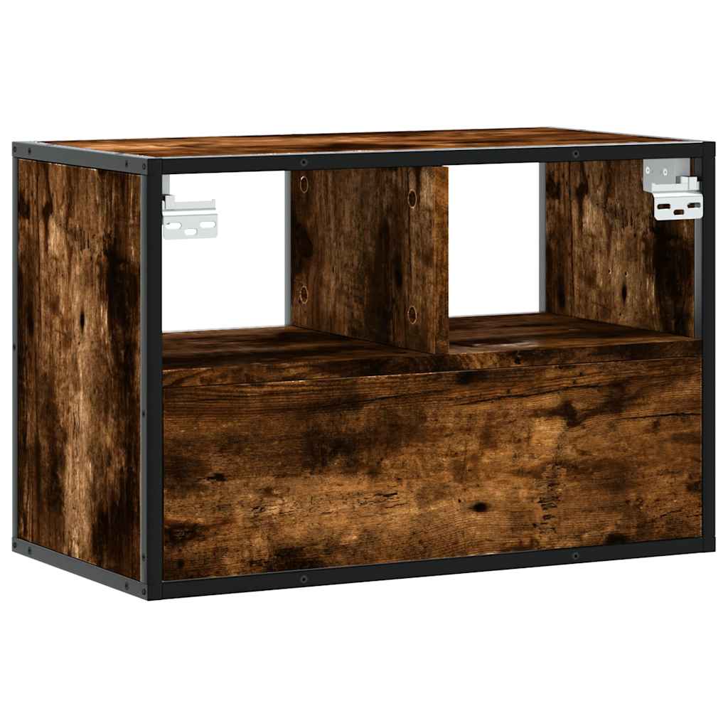 vidaXL Dulap TV stejar fumuriu, 60x31x39,5 cm, lemn prelucrat și metal