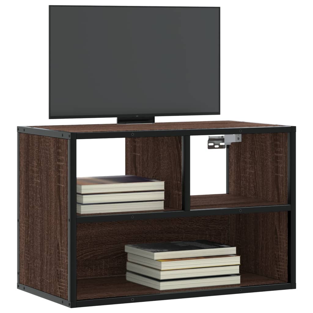 vidaXL Dulap TV, stejar maro, 60x31x39,5 cm, lemn prelucrat și metal vidaXL Dulap TV, stejar maro, 60x31x39,5 cm, lemn prelucrat și metal